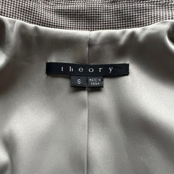 Theory Sunny Houndstooth Long Trench Coat Brown Size Small - Picture 4 of 7